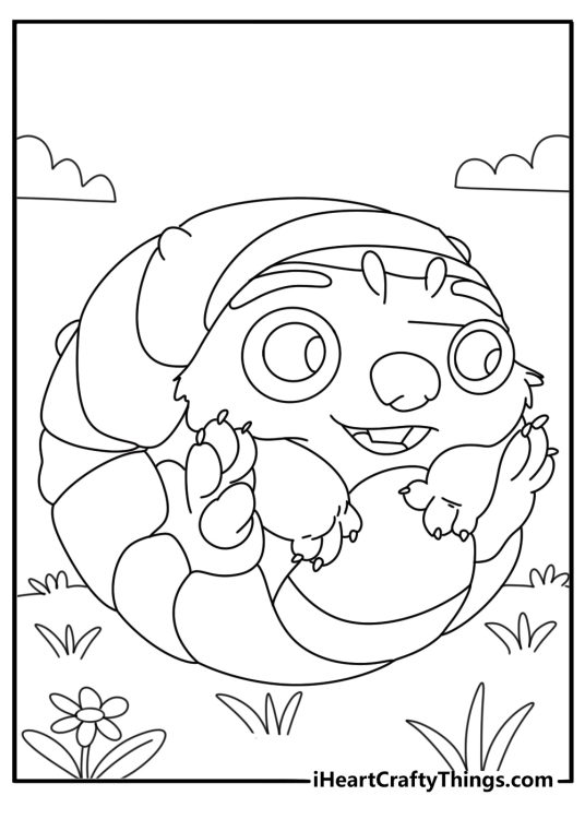 Tuk Tuk rolled into ball form cute easy coloring page