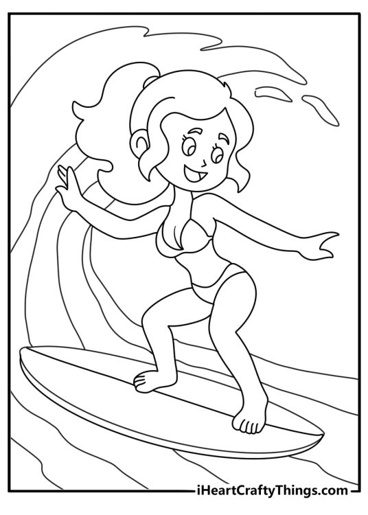 summer coloring page for girls