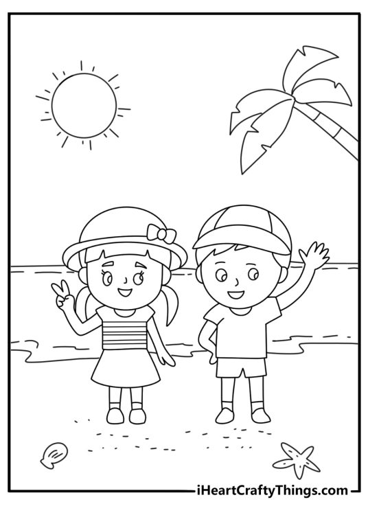 summer coloring page for tweens