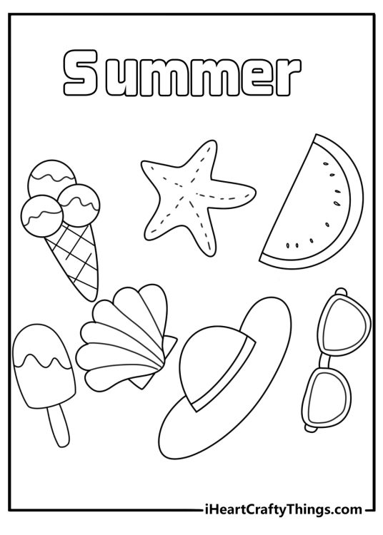 summer coloring page packet