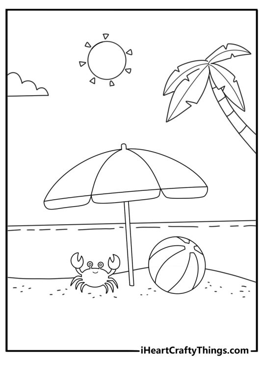 summer landscape coloring page