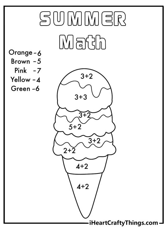 summer math coloring sheet