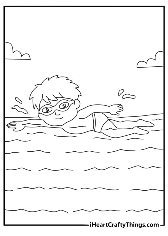 summer swimming coloring page