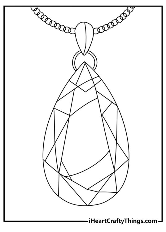 A crystal necklace with several stone pendants fills this free sheet