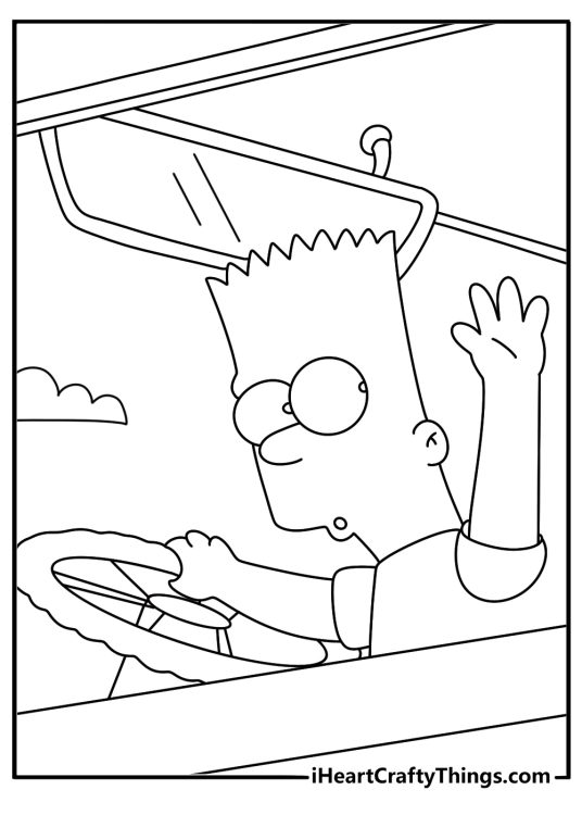 A school bus ride with Bart and classmates makes this printable page