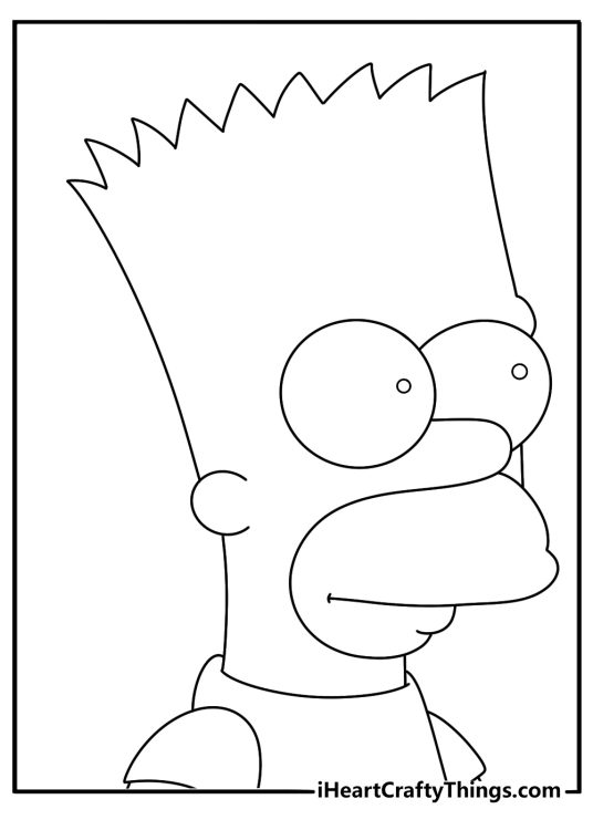 A simple Bart Simpson head coloring page highlights his spiky hair