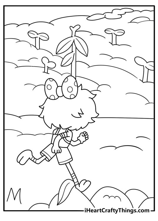 A simple coloring sheet shows Polly rolling through the Plantar farm