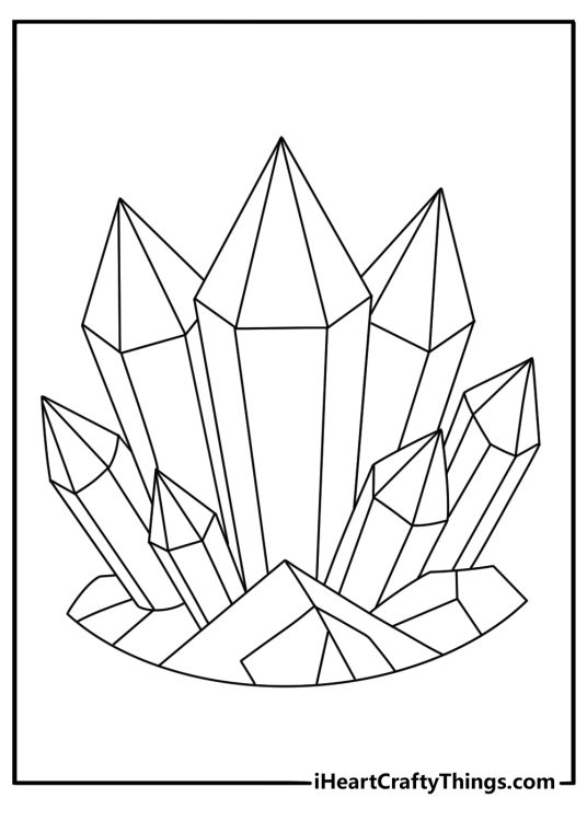 A simple coloring sheet shows clear crystal points in a small group