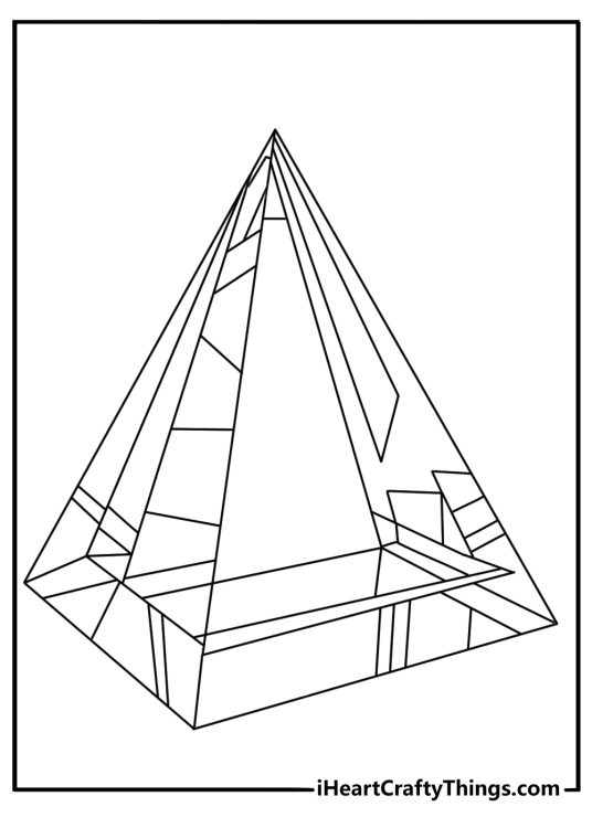 Crystal coloring page for kids featuring a rainbow crystal prism