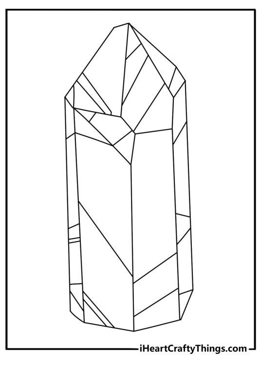 Detailed crystal coloring page for adults with sharp mineral points