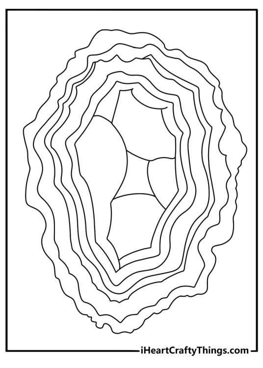 Detailed crystal printable showing a mineral slice with layered bands
