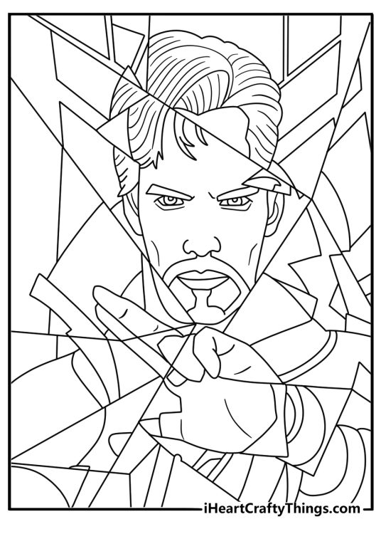 Doctor Strange coloring pages scene showing a gateway into the Mirror Dimension