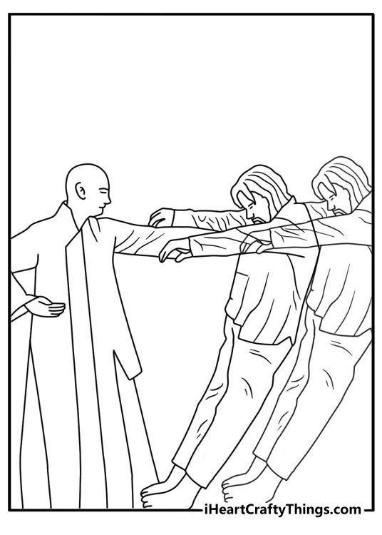 Free Doctor Strange coloring page featuring his astral form leaving his body
