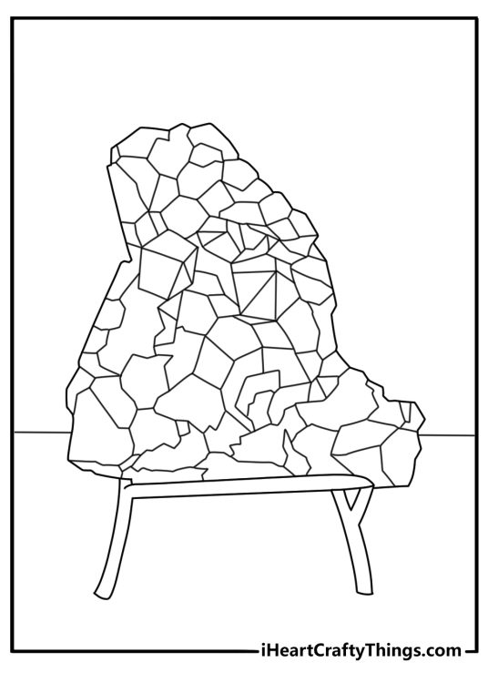 Free crystal printable showing a mineral specimen on a museum stand