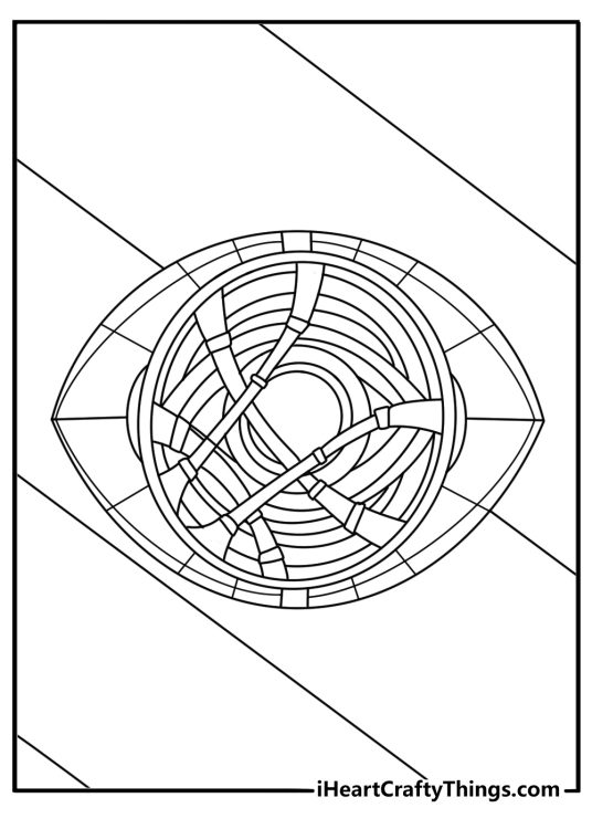 Free printable Doctor Strange sheet featuring the Eye of Agamotto on a table