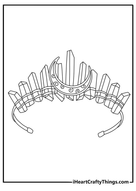 Free printable gemstone sheet featuring a crystal crown with pointed stones