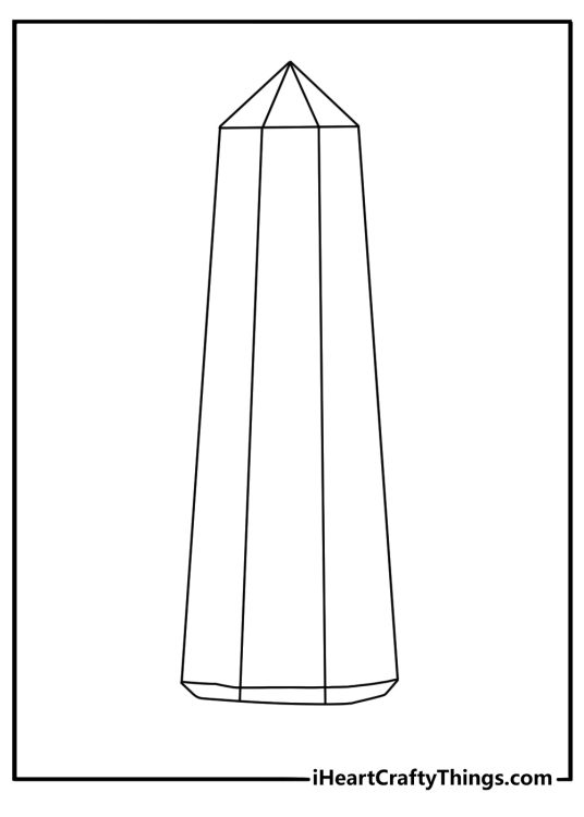 Printable gemstone page featuring a clear quartz tower